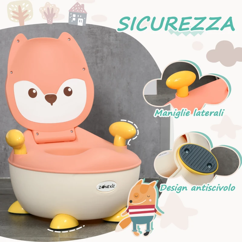 ZONEKIZ Vasino per Bambini con Schienale, Vaschetta Rimovibile e Braccioli, Età 6 Mesi-3 Anni, Rosa