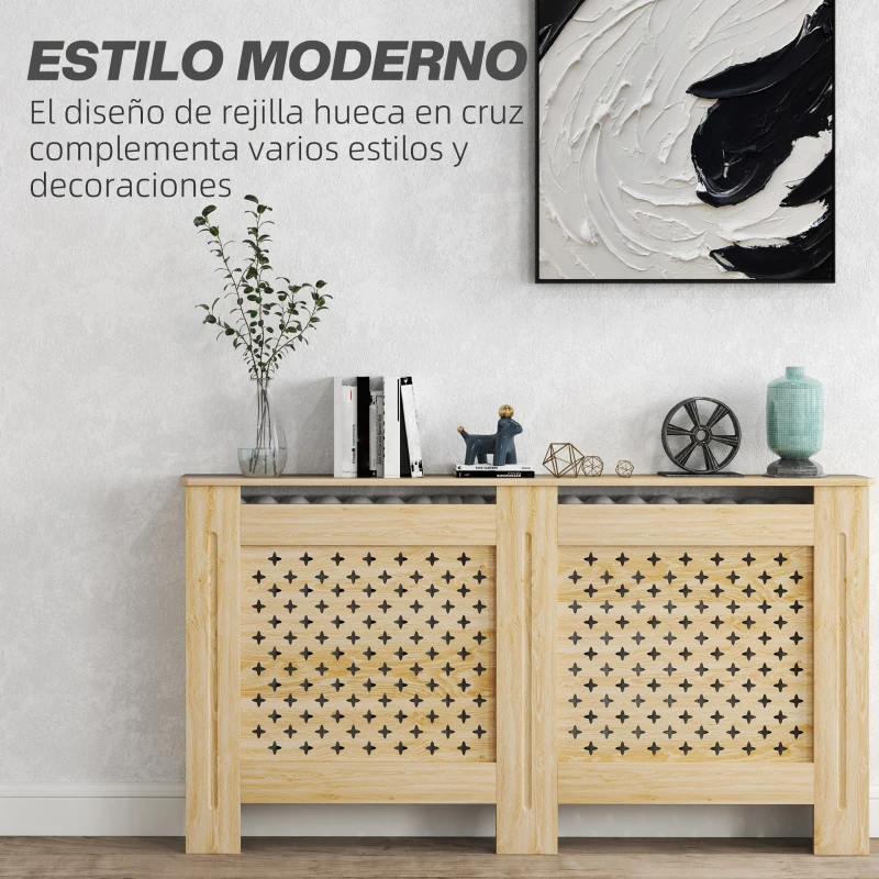 HOMCOM Cubreradiador de MDF Cubierta para Radiador para Salón Dormitorio Pasillo 152x19x82 cm Roble