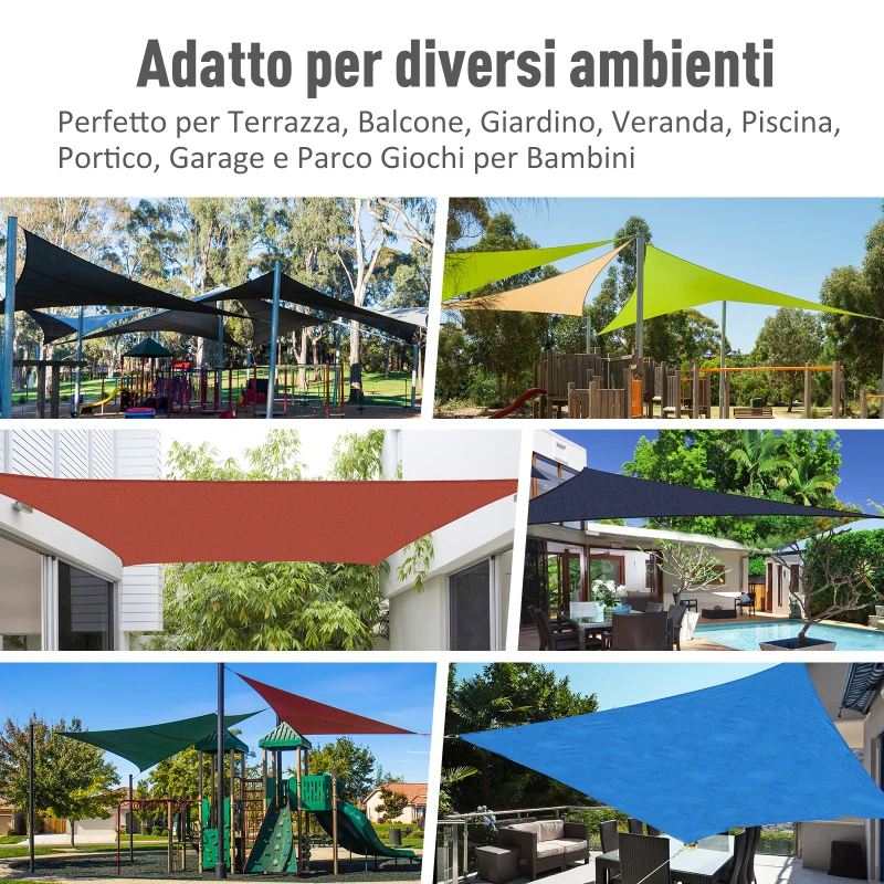 Outsunny Tenda Parasole Triangolare a Vela Anti UV, 5x5x5 m, Beige