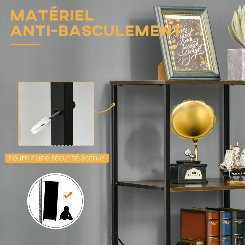 HOMCOM Meuble de rangement avec étagères et 3 tiroirs en tissu pliables amovibles, style industriel, dim. 44L x 40l x 155H cm