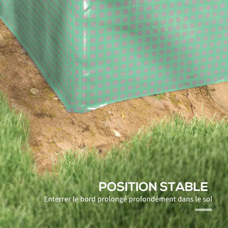 Outsunny Serre de jardin tunnel 24m² 8L x 3l x 2H m - 16 fenêtres, Porte zippée enroulable acier galvanisé, bâche PE, Vert