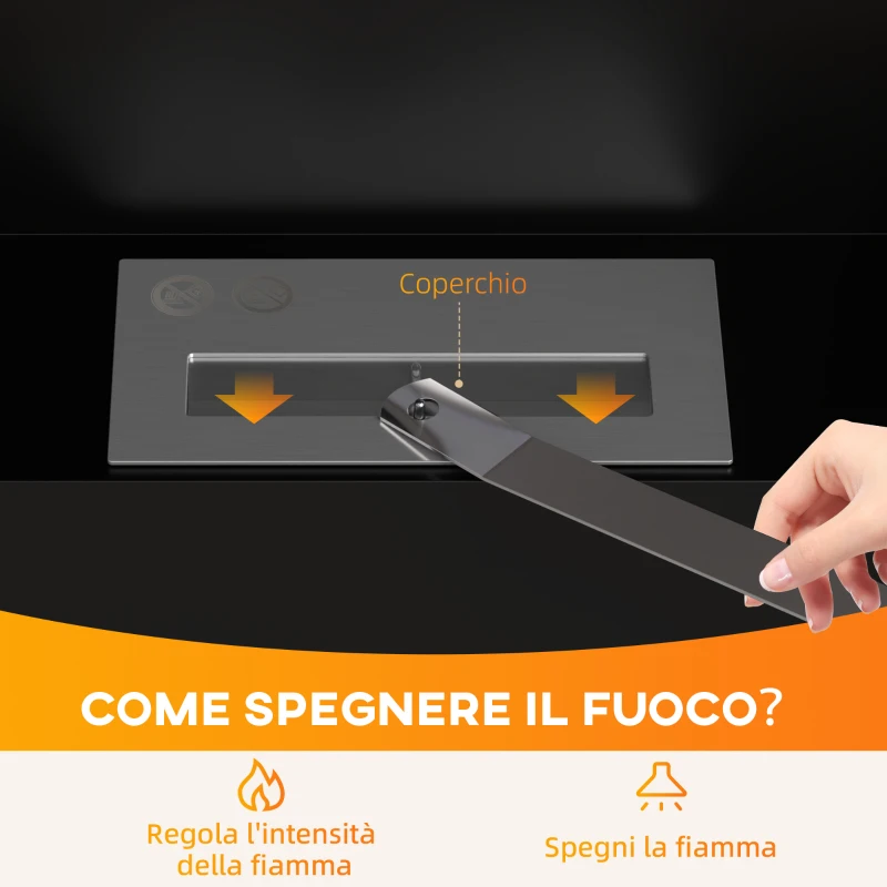 HOMCOM Camino a Bioetanolo 0.9L da Parete in Acciaio Inox, 100x15x54 cm, Nero e Argento