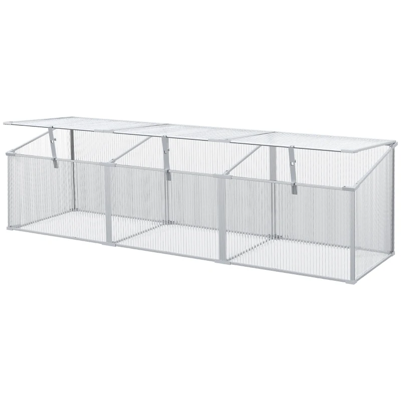 Outsunny Outdoor Greenhouse Polycarbonate Grow House Flower Vegetable Plants Raised Bed Garden Aluminium Cold Frame 180 x 51 x 51 cm