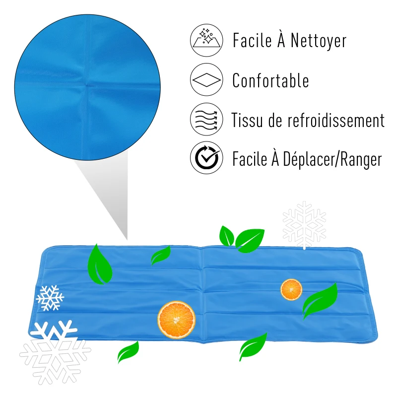 PawHut Tapis rafraichissant chien tapis de refroidissement automatique pour animaux de compagnie gel PVC oxford bleu