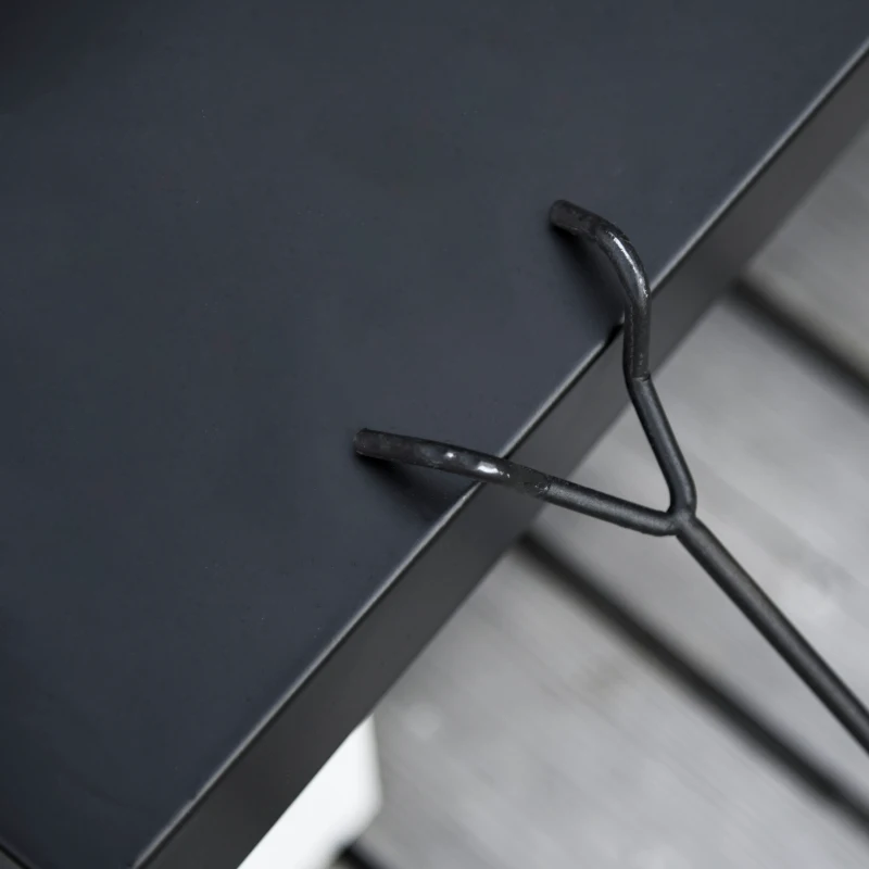 Outsunny Outdoor 3 in 1 Square Fire Pit Brazier with BBQ Grill, Metal Large Firepit with Lid, Log Grate, Poker for Backyard, Camping, Bonfire, Wood Burning Stove, 86 x 86 x 38cm, Black