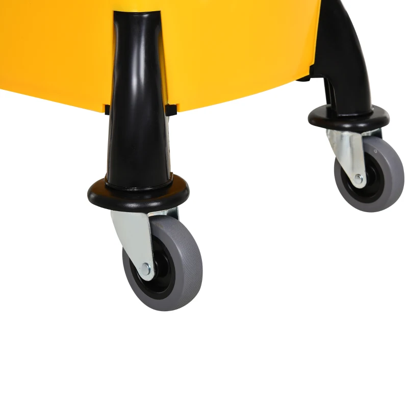 HOMCOM Secchio Lavapavimenti Professionale con Strizzatore Manuale, 4 Ruote e Maniglia in Metallo, Giallo