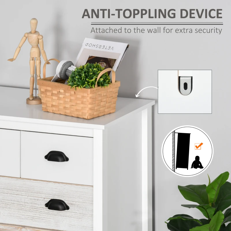 HOMCOM Chest of Drawers,5 Drawers Storage Cabinet Bedroom Clothes Closet Living Room Organizer