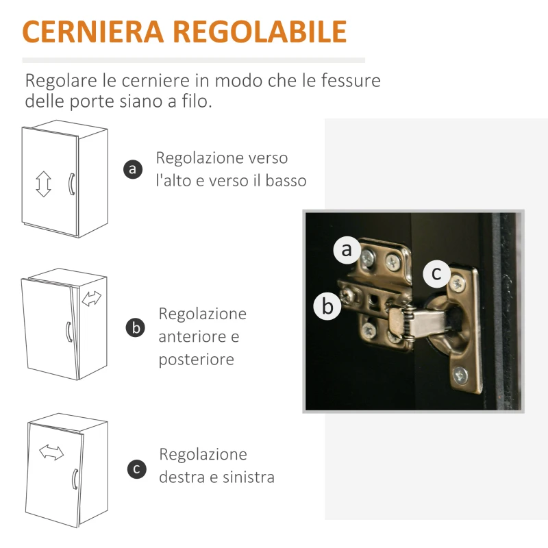 HOMCOM Armadietto Due Ante con Ripiano Regolabile e Spazi Aperti in MDF e Legno, 80x40x94.3 cm, Nero