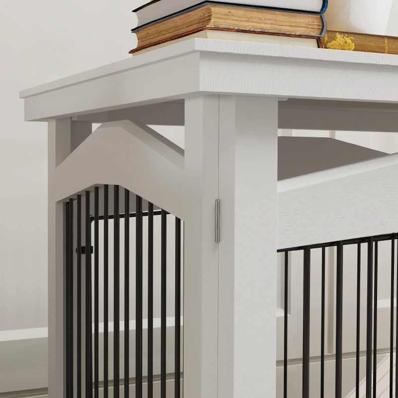 PawHut Jaula para Perros Medianos 3 en 1 con Puerta Tapa Superior Desmontable y Bandeja Extraíble 82,5x57,5x59,5 cm Blanco