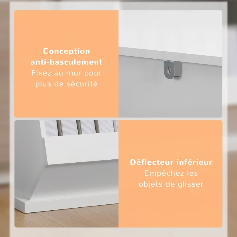 HOMCOM Meuble 2 casiers bacs de rangement en MDF - dim. 90L x 36l x 35H cm -blanc