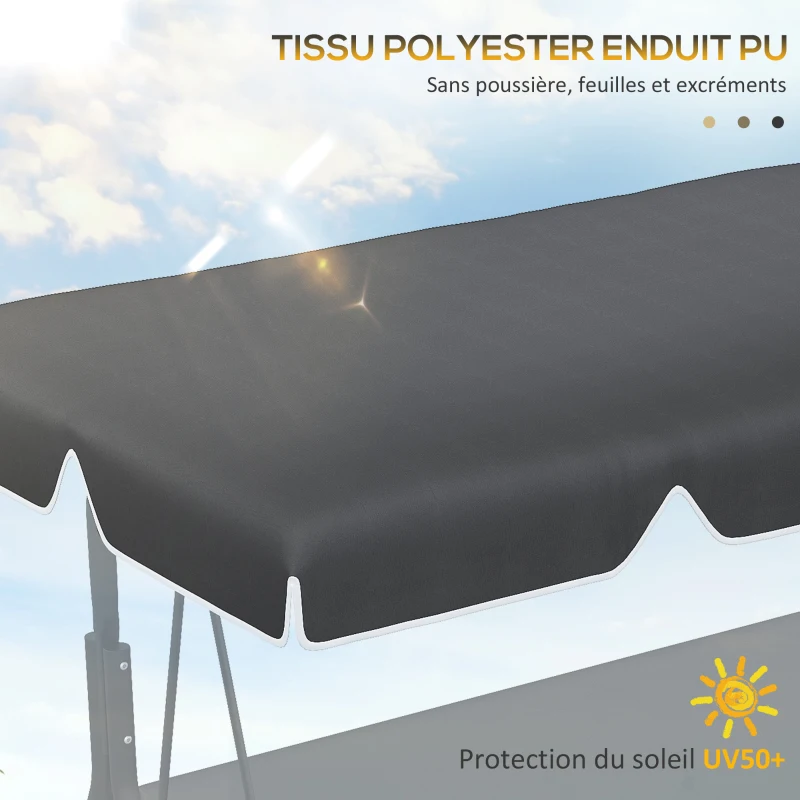 Outsunny Toile de Rechange pour balancelle de Jardin Tissu Polyester Haute densité 200 g/m² - noir