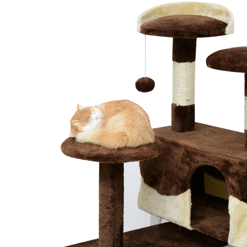 PawHut Arbre à Chats Multi-Equipements Marron 50 x 50 x 132 cm