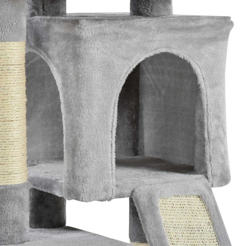 PawHut Cat Tree for Indoor Cats 81cm Cat Scratching Post Scratch Board Kitten Tower Climbing Frame Grey