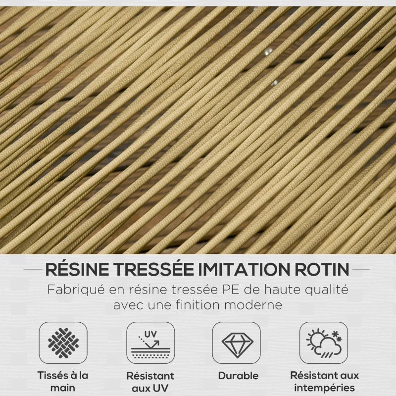 Outsunny Salon de jardin en résine tressée modulable 4 pers. 5 pièces avec 1 canapé 2 fauteuils et 2 tables basses rondes sable