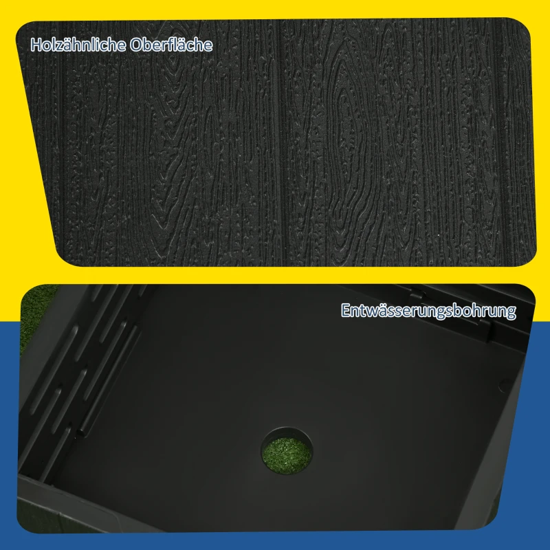 Outsunny 3-in-1 Sonnenschirm-Ständer, Beistelltisch, Blumenkasten, bis 80 kg Sand, wetterfest, Schwarz