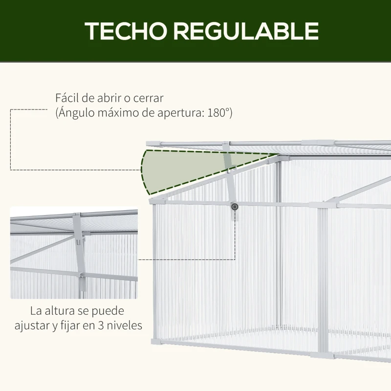 Outsunny Invernadero de Jardín 180x51x51 cm Aluminio Policarbonato Transparente Vivero Casero para Plantas Cultivos Protección UV y Resistente
