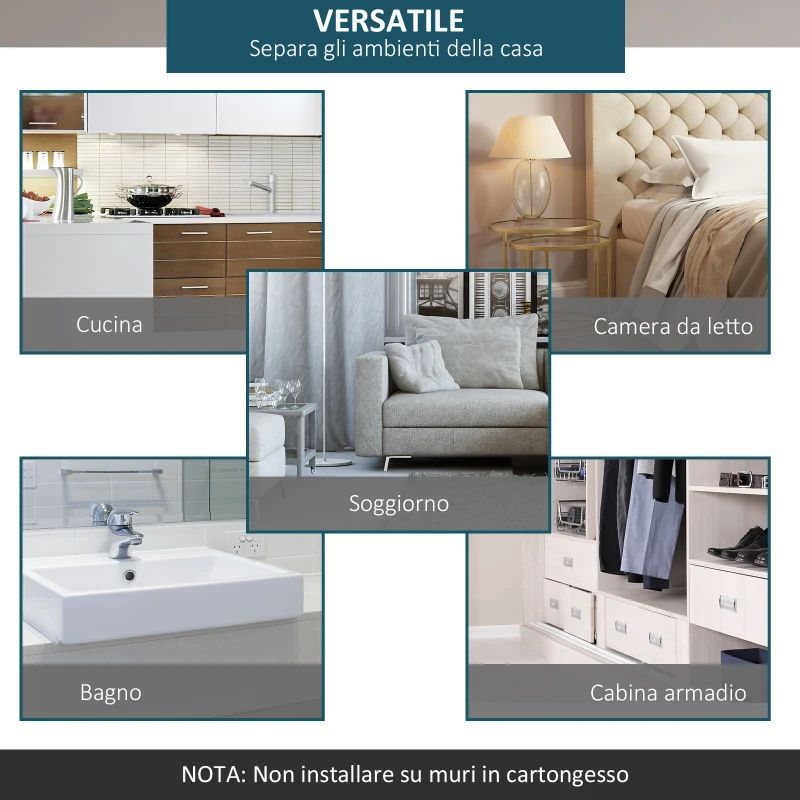 HOMCOM 200cm Binario per Porta Scorrevole Kit ,Spessore 34-40mm per Installazione Porta Muro Completo Accessori per Porte Scorrevole Singole, Acciaio Nero