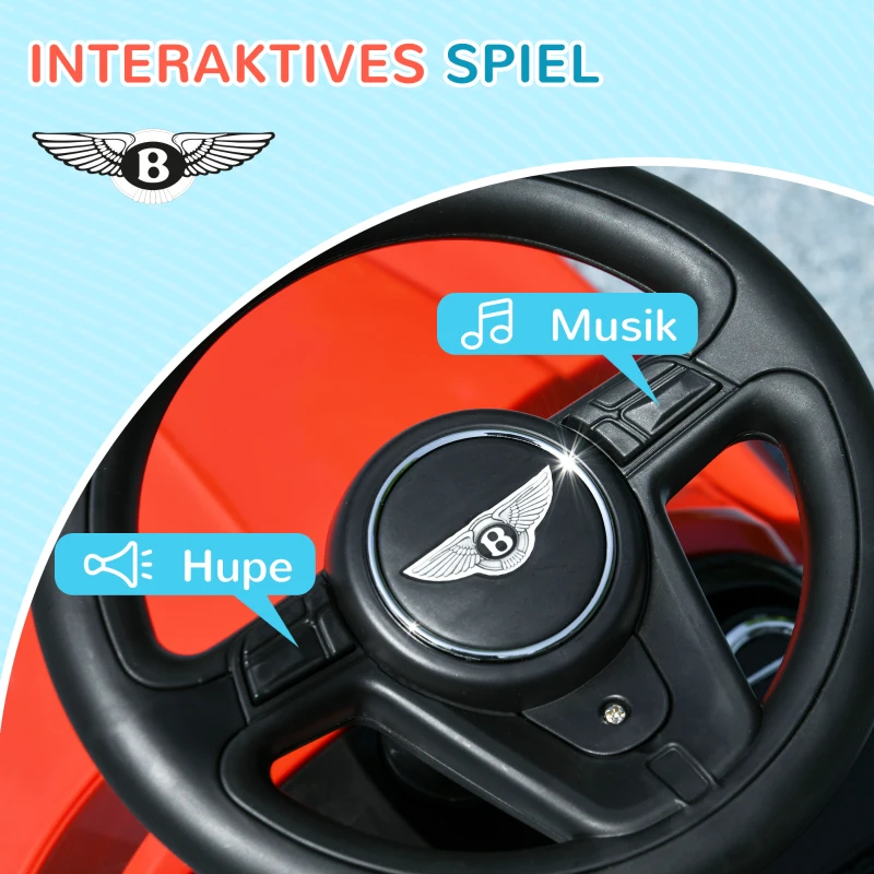 AIYAPLAY Bentley Bentayga Rutschauto, Rutscherfahrzeug mit Hupe Musik Kippschutz für Kinder ab 18 Monaten Rot
