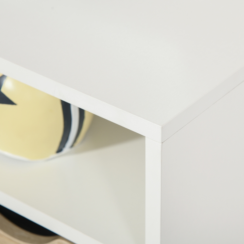 HOMCOM Mobile TV Moderno con Cassetti e Vani Aperti per TV fino 50'', Mobiletto TV Basso da Salotto con Gambe in Legno, 117x39x57cm, Bianco