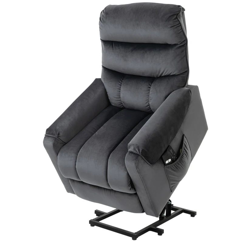 HOMCOM Poltrona Relax Reclinabile a 135°, Massaggiante e Alzapersona con Telecomando, 79x97x103cm, Grigio