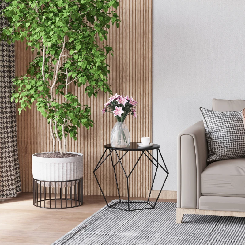 HOMCOM Tavolino da Caffè Salotto Design Nordico Minimalista Geometrico Ampio Piano, Acciaio, 54x54x44cm