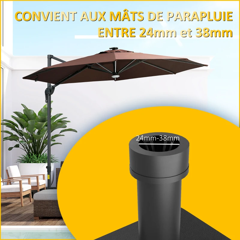 Outsunny Pied de parasol, Base de lestage carré en plastique HDPE 4 roulettes et poignée, capacité 21kg dim. 45L x 45l x 40H cm