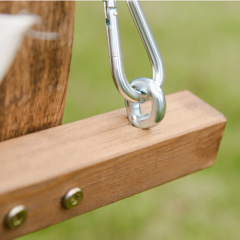 Outsunny Wooden Porch A-Frame Swing Chair With Canopy and Cushion for Patio Garden Yard