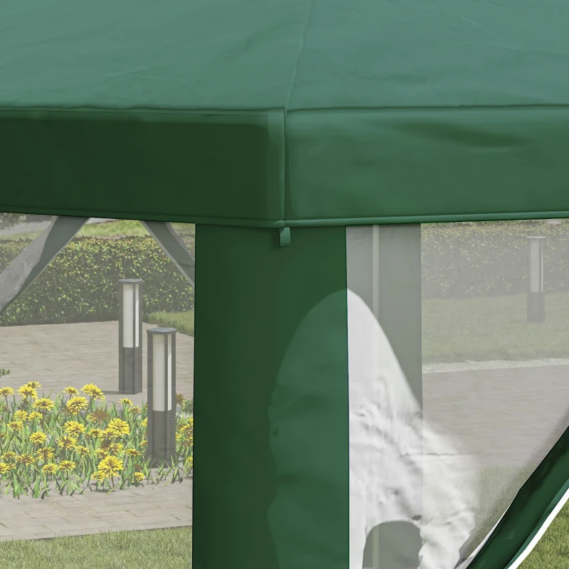 Outsunny 4M Hexagon Gazebo, Netting Party Tent, Patio Canopy Outdoor Event Shelter for Activities, Shade Resistant, Green