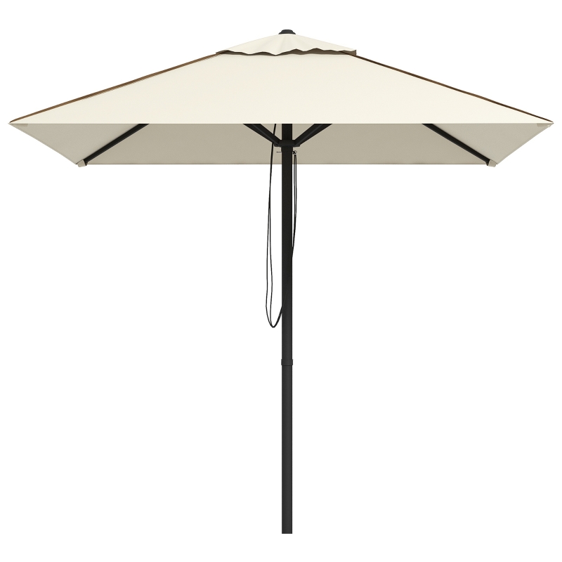 Outsunny 215cm Square Canopy Parasol, with Contrast Piping - Beige/Brown