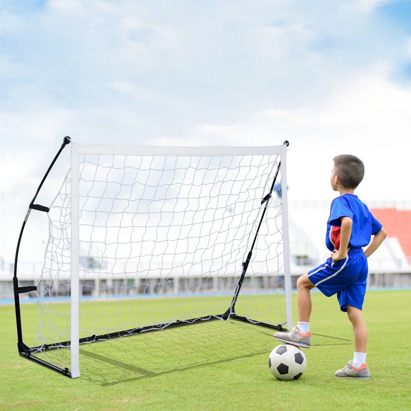 HOMCOM Cage de foot but de foot 183L x 50l x 122H cm portable avec sac de transport acier fibre verre filet PE