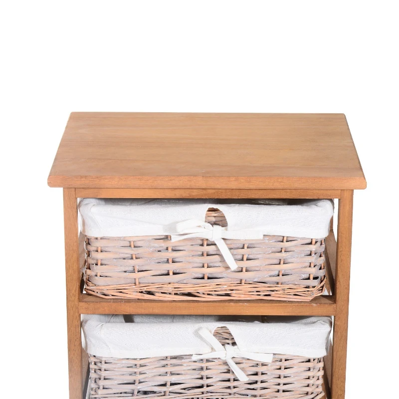 HOMCOM Armario Auxiliar 5 Cajones Cajonera Madera Mimbre 40x29x90cm Estanteria Organizador NUEVO (Madera Natural)