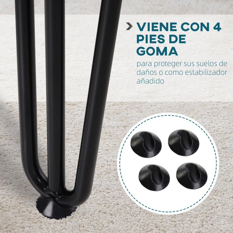 HOMCOM Conjunto de 4 Patas para Mesa de Estilo Industrial y Diseño Horquilla con Protectores Anti-arañazos de Goma 12x12x71cm Tornillos de Montaje Incluidos Negro