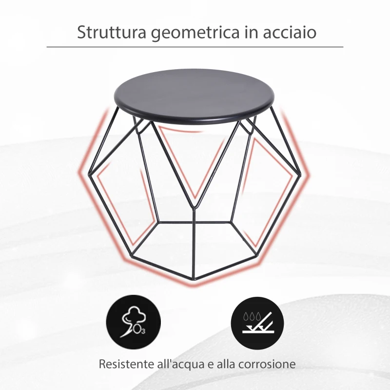 HOMCOM Tavolino da Caffè Salotto Design Nordico Minimalista Geometrico Ampio Piano, Acciaio, 54x54x44cm