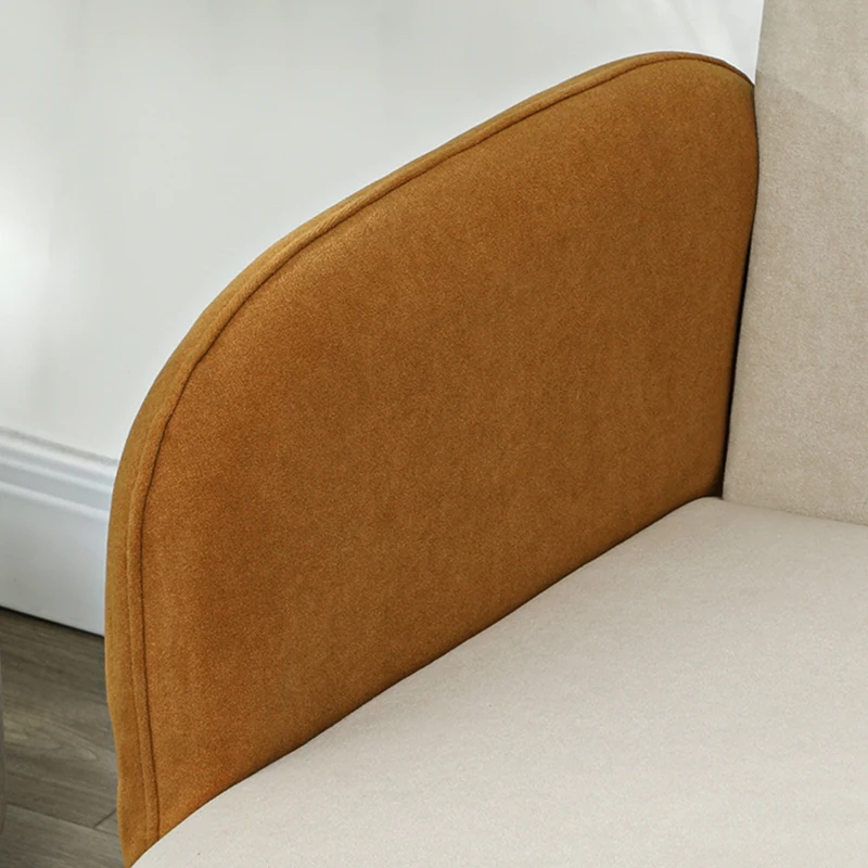 HOMCOM Divano 2 Posti Stile Nordico in Tessuto Effetto Velluto e Legno, 138x73x74 cm, Crema e Arancione