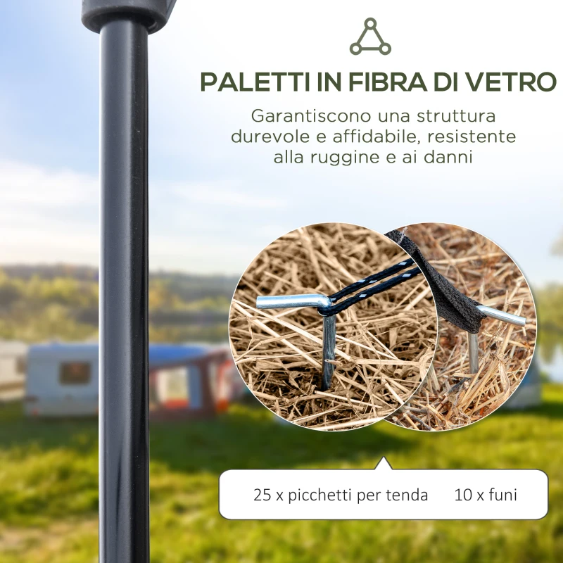 Outsunny Tenda da Campeggio per 5-6 Persone con 2 Porte, Finestre e Tasche Portaoggetti, 475x315x215 cm, Blu