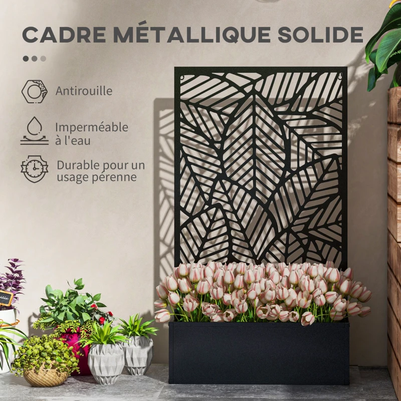 Outsunny Jardinière avec brise-vue paravent treillis pour Plante Grimpante, bac à Fleurs - dim. 61L x 23l x 113H cm(m-6)