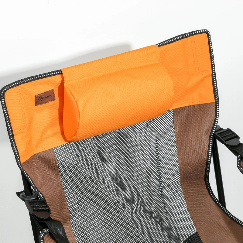 Outsunny Foldable Reclining Garden Chairs with Footrest and Adjustable Backrest, Portable Camping Chair with Headrest, Cup Holder, Side Pocketand Carry Bag for Outdoor, Multicolour