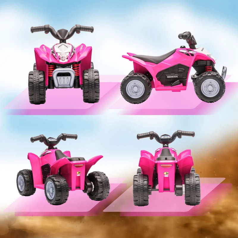AIYAPLAY Quad Eléctrico HONDA para Niños 18-36 Meses Vehículo Eléctrico a Batería con Faros LED  Bocina 65,5x38,5x43,5cm Fucsia