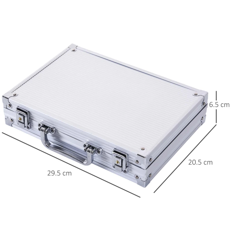 HOMCOM Valigetta Poker Professionale in Alluminio, Set Poker con 200 Fiches e 2 Mazzi per Texas hold'em e Blackjack