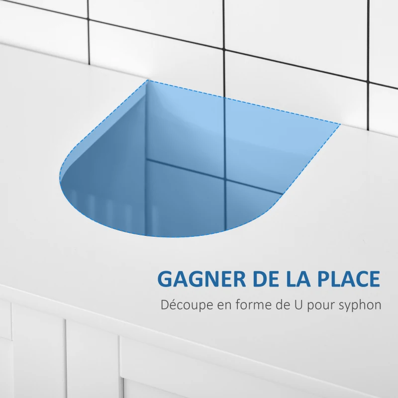 kleankin Meuble sous lavabo + armoire murale de salle de bain avec miroir avec étagère réglable poignées alliage aluminium
