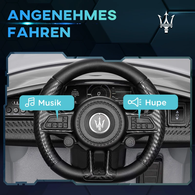 AIYAPLAY 12V Kinderelektrische Auto met LED-verlichting, Muziek, Claxon, voor Kinderen van 3-5 Jaar, Grijs