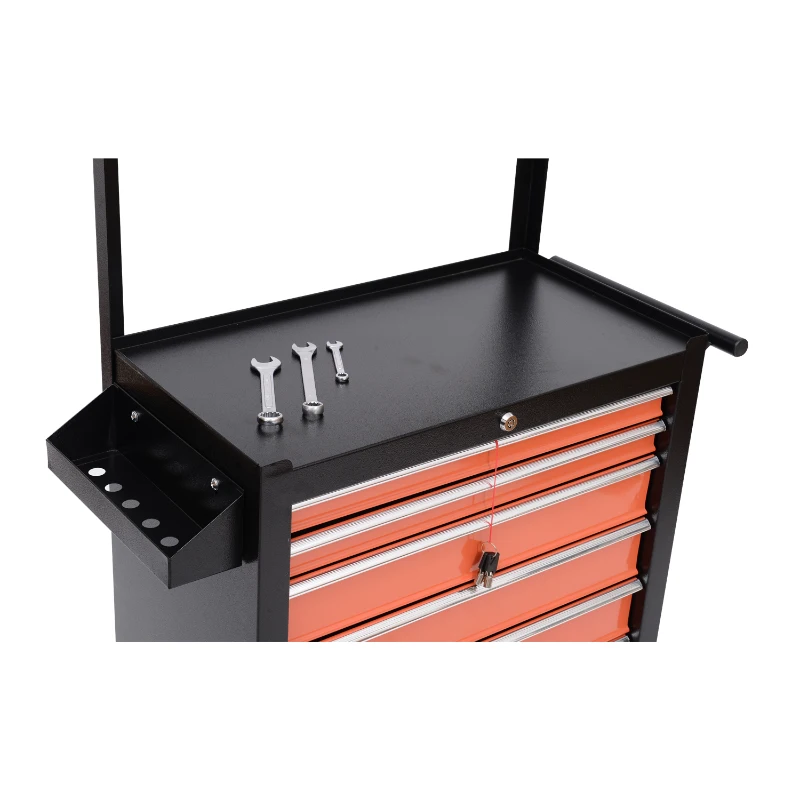 HOMCOM Carro Caja de Herramientas Taller Movil 7 Cajones 1 Cerradura 2 llaves 4 Ruedas