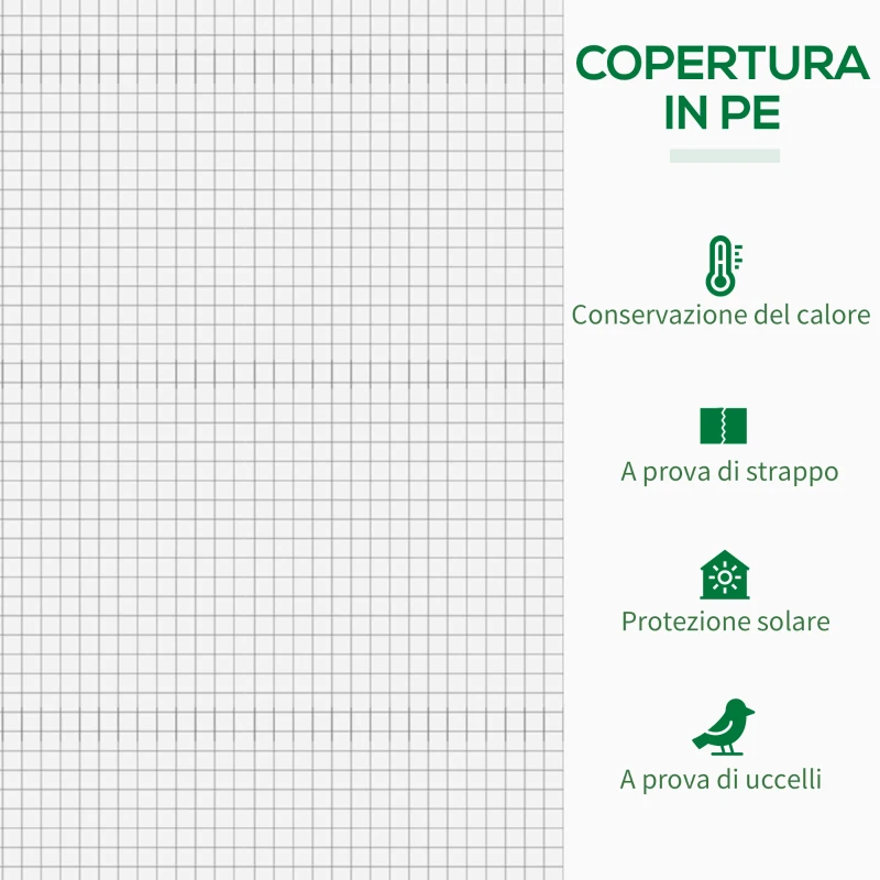 Outsunny Serra da Giardino con Porta Avvolgibile e Bordi Estesi, in Acciaio e PE, 200x76x168 cm, Bianco