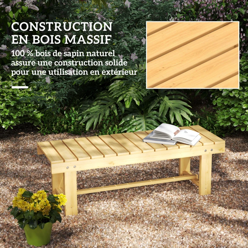 Outsunny Banc de Jardin 2 Places Style Rural Chic Assise à Lattes dim. 110L x 38l x 35H cm Bois de Sapin pré-huilé