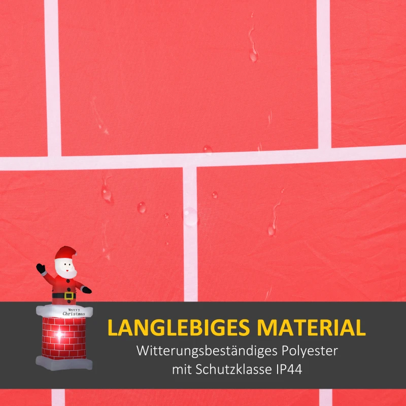 HOMCOM Aufblasbarer Weihnachtsmann mit Schornstein, LED-Beleuchtung, integriertes Gebläse, 80 x 70 x 210 cm
