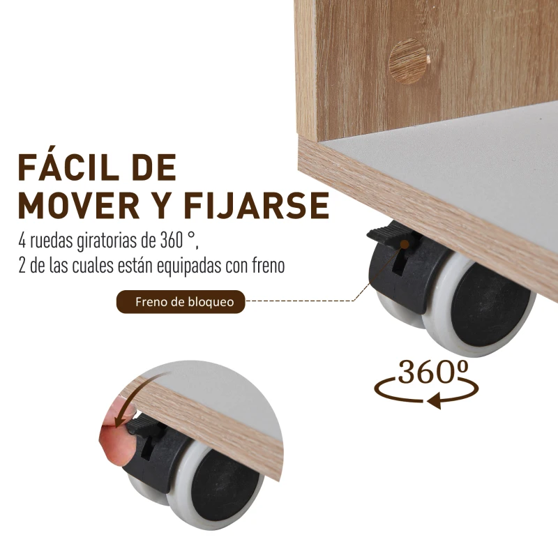 HOMCOM Carro de Cocina Carrito Servir Multiusos Estantería Carrito Auxiliar con Ruedas para Baño Dormitorio con Estante Cajón Armario 78x39,5x88,5 cm