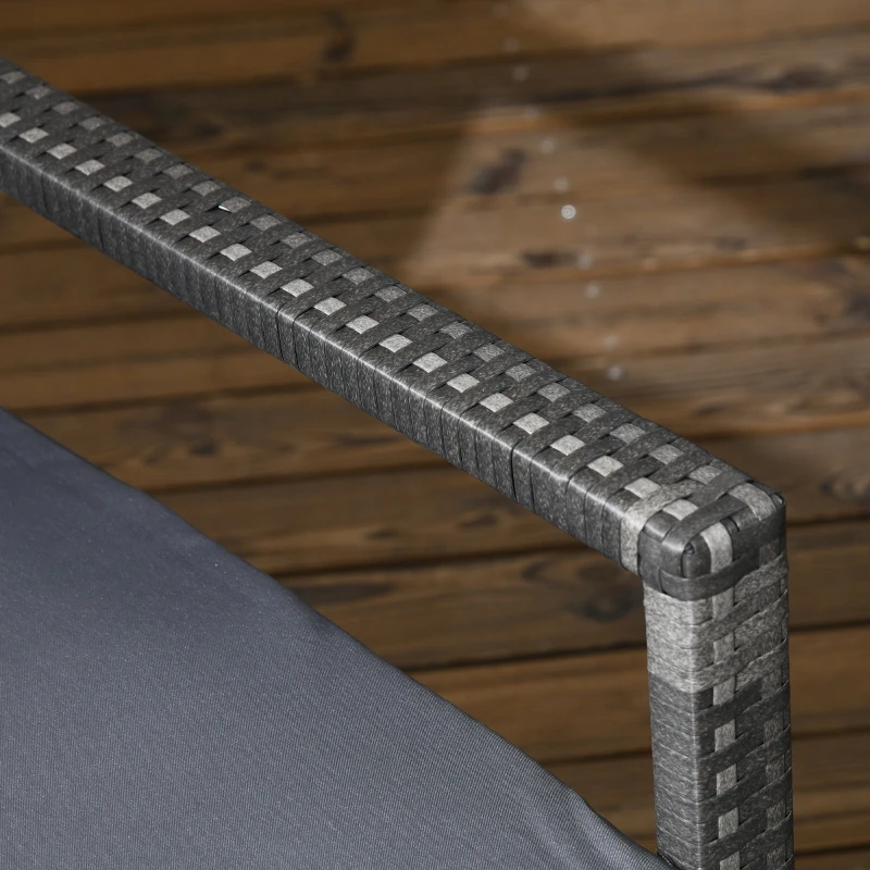 Outsunny Juego de Muebles de Jardín para Exterior de Ratán de 7 Piezas Incluye 6 Sillas con Cojines y Mesa de Metal Gris