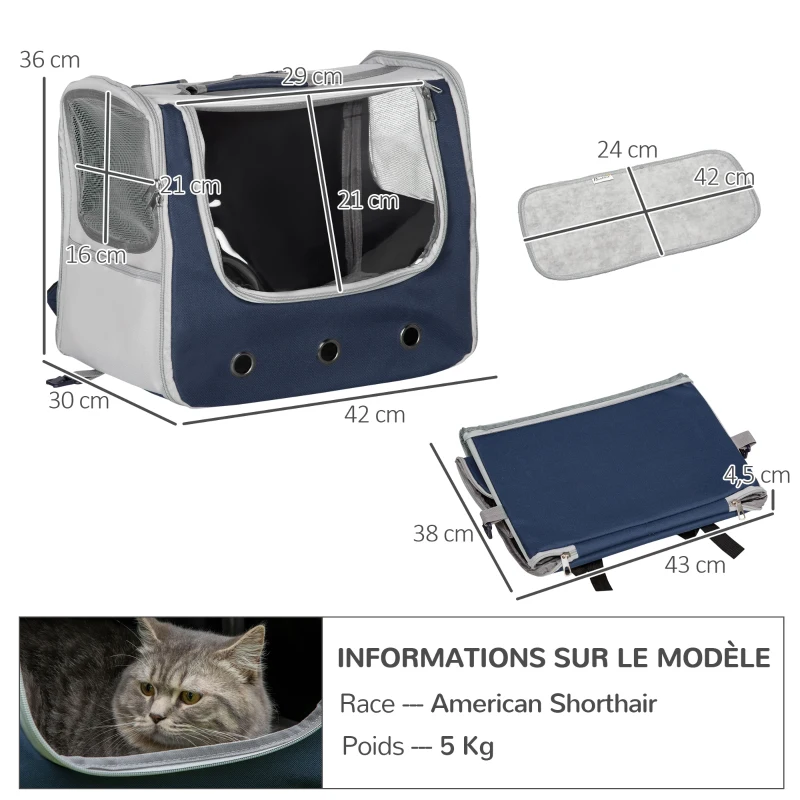 PawHut Sac à dos trolley de transport pour chat chariot panier à roulette sac à main 2 en 1 pour chien chat avec roulettes et poignée télescopique - gris