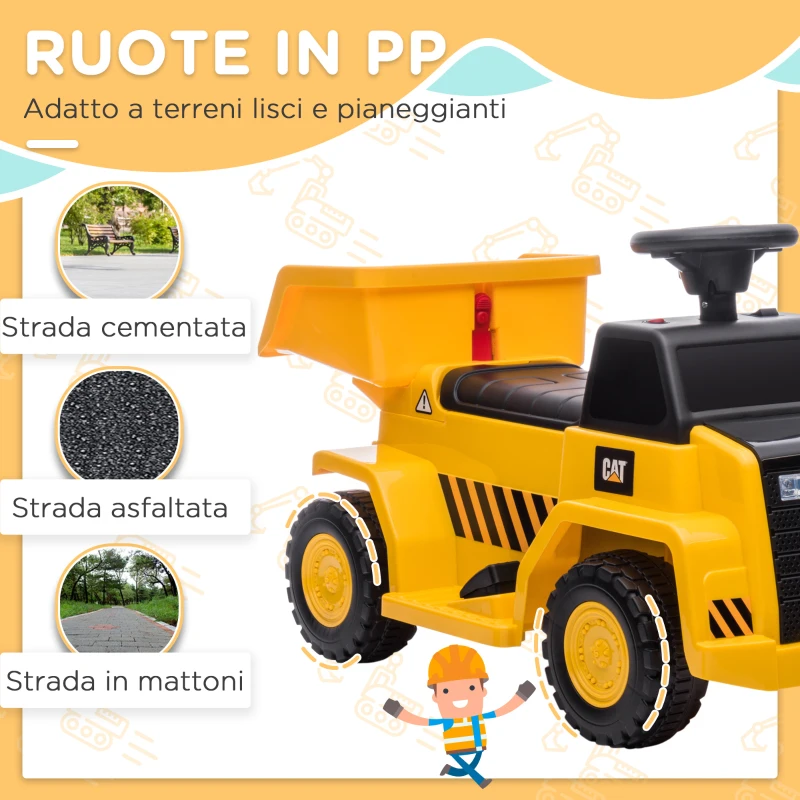 HOMCOM Camion Giocattolo Elettrico con Benna di Scarico, Fari e Suoni, per Bambini 18-36 Mesi, 74.5x36x43.5 cm