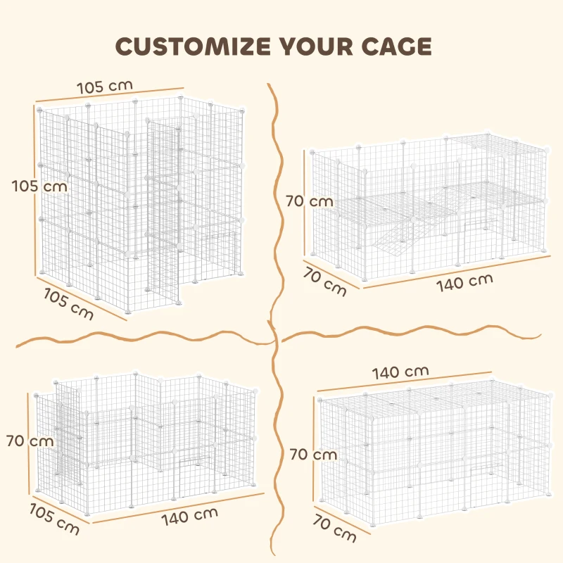 PawHut DIY 36 Panel Pet Playpen Metal Wire Fence for Chinchilla, Hedgehog, Bunny, Indoor, Outdoor Use, White